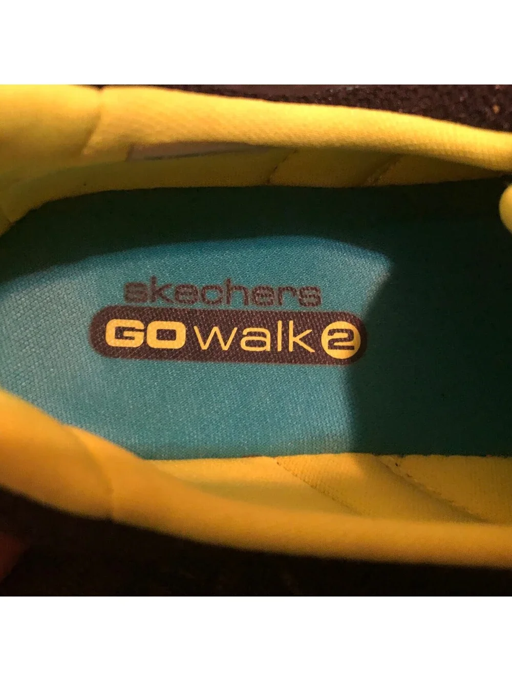 Skechers Womens Go Walk Black Blue Neon Yellow Lightweight Athletic Sneakers 9